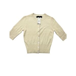 Express Cardigan Sweater Womens XS White 100% Cashmere Crew Neck Button Front
